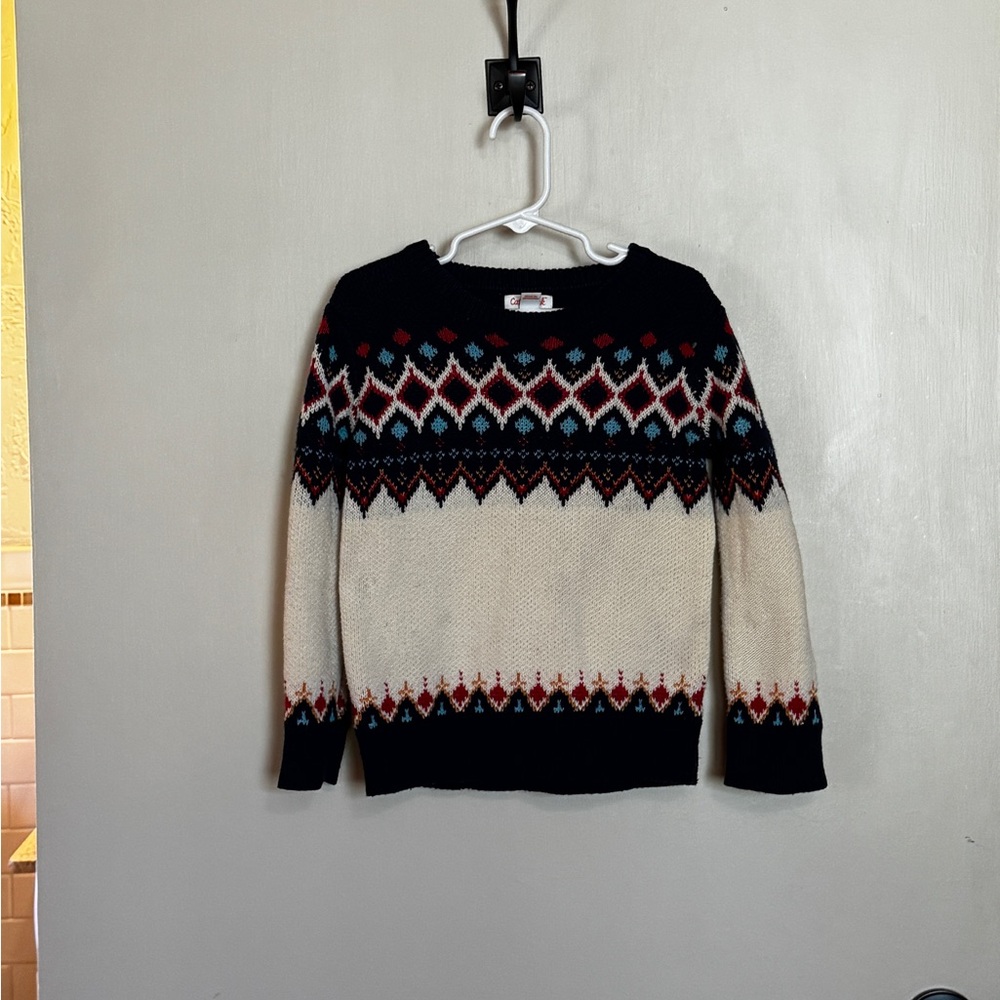 Cat & Jack Men's Geometric Sweater - Black, Red, Cream